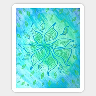 Abstract Torquoise Flower Sticker